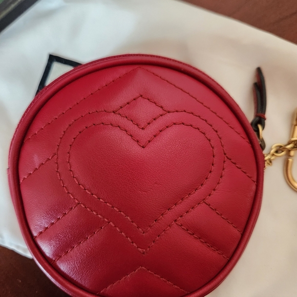Gucci Marmont GG Red Leather Zip Around Coin Purse Wallet - Picture 4 of 8